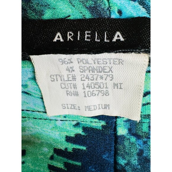 2/$30 Ariella Medium Geometric Print Wide-Leg Pants  Teal, Aqua, Black - Picture 3 of 11